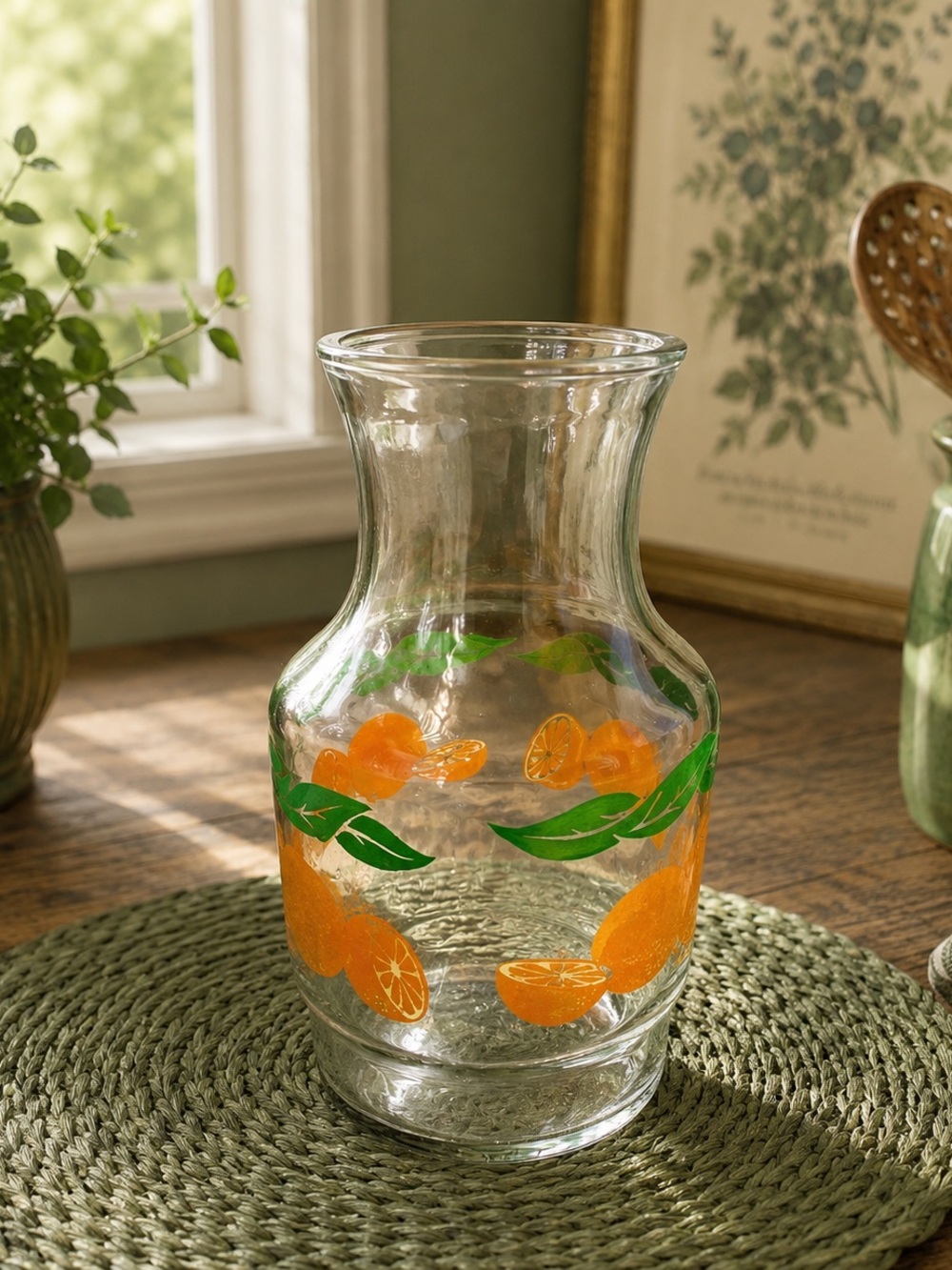 Anchor Hocking  Orange Juice Pitcher Carafe Glass